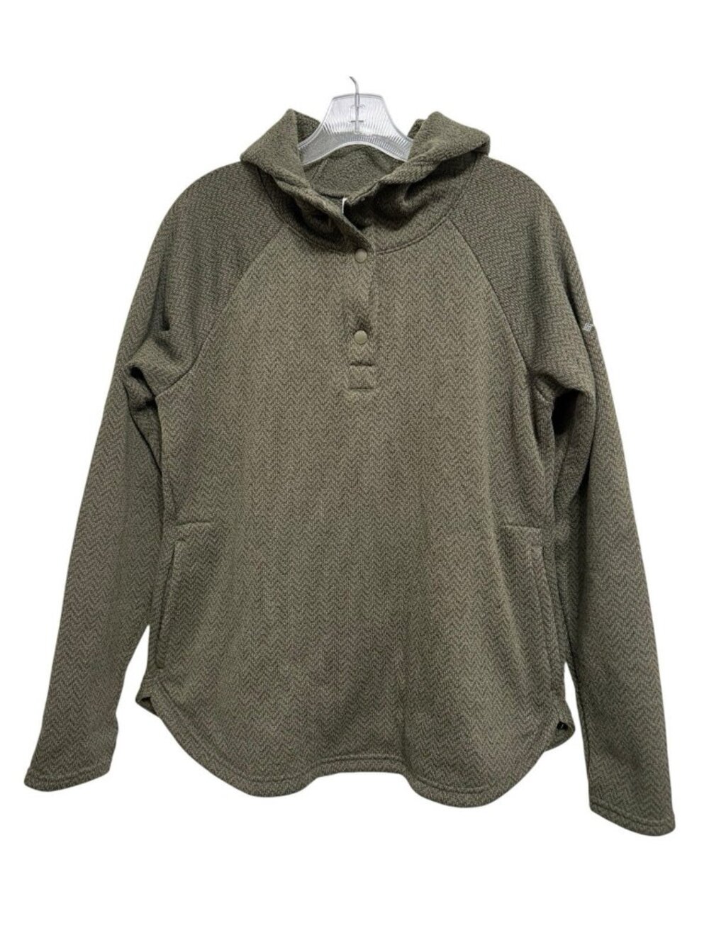 Columbia Women Size Large Darling Days Fleece Hoodie Pullover Green Herringbone